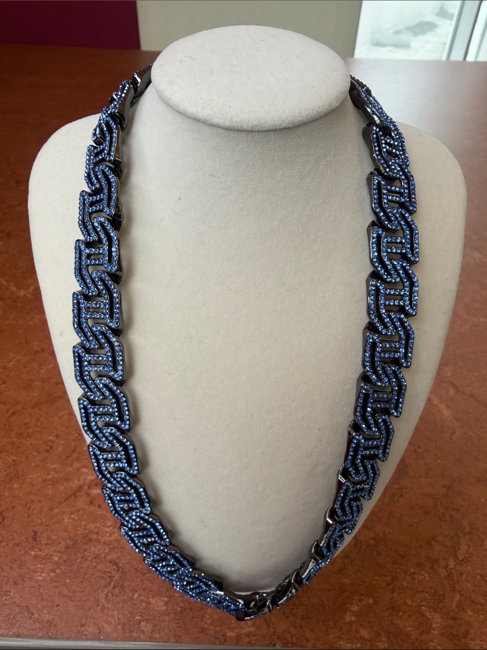 Blue 20in or 22in Link Chain w/VVSCZ Jewels - Black Accents